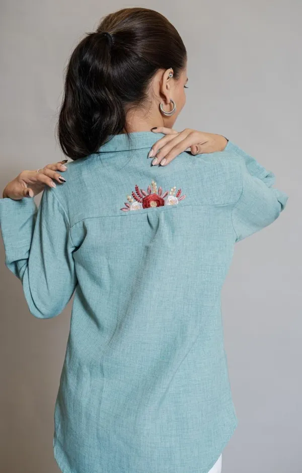 Teal_Bloom_Shirt_For_Women