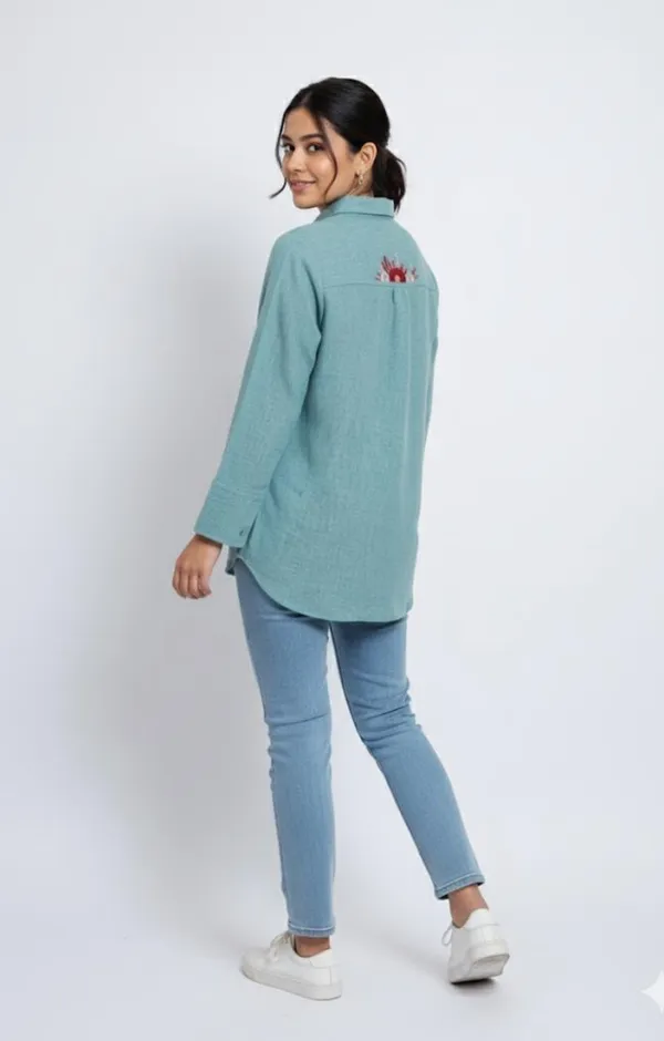 Teal_Bloom_Shirt_For_Women