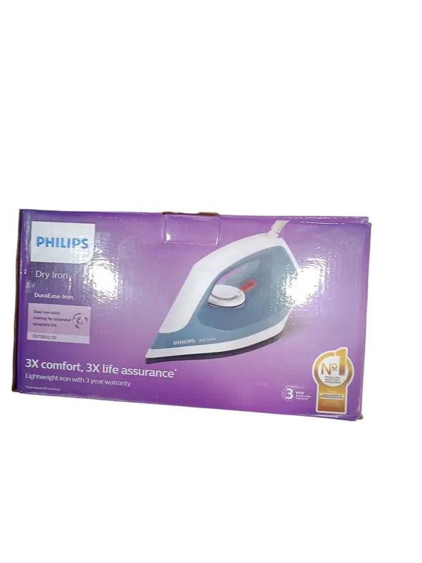 White_And_Blue_Abs_Plastic,_Non_Stick_Coating_Dry_Iron_Philips