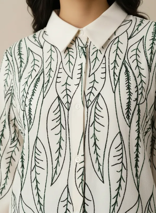 White_&_Mehndi_Stylish_Floral_Printed_Poly_Rayon_Co-Ord_Set_For_Women