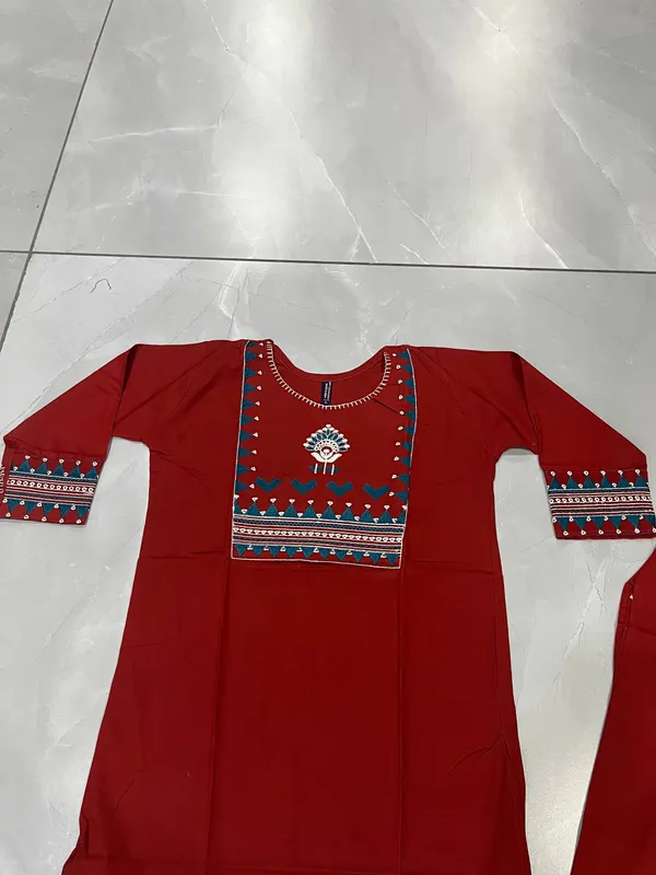 Aadhyapi_Women_Bright_Dark_Rust_Embroidered_Kurta_Palazzo_Set_for_Casual_and_Festive_Wear