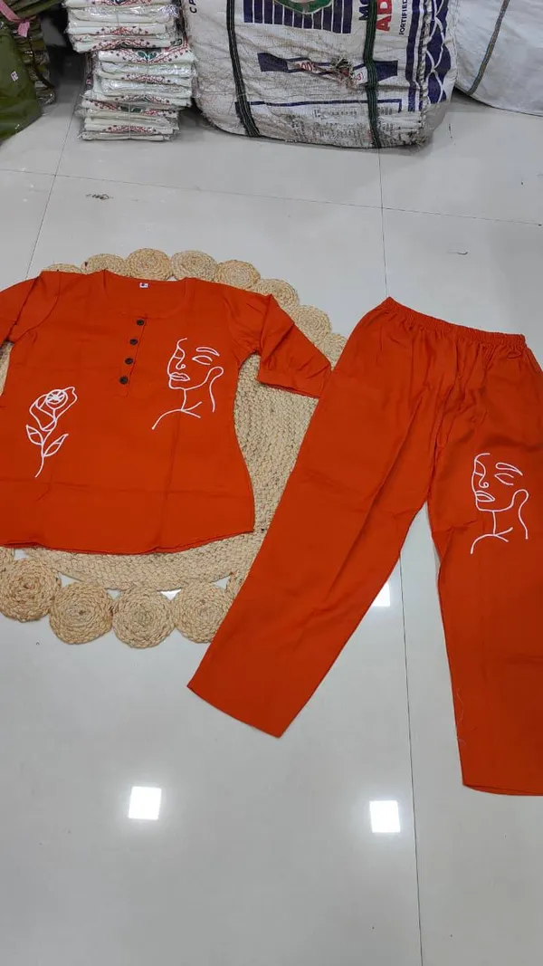 Aadhyapi_Women's_Oranges_Embroidered_Kurta_Palazzo_Set
