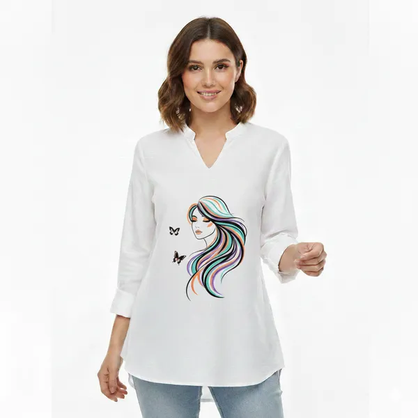 Abstract_Girl_Art_Printed_White_Tunic_Top
