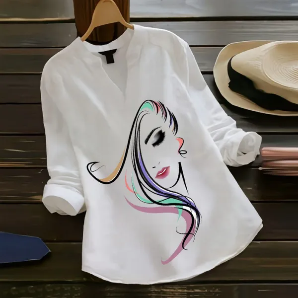 Abstract_Girl_Art_Printed_White_Tunic_Top