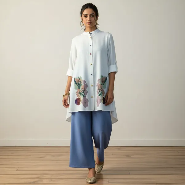 White_&_Sky_Stylish_Floral_Printed_Poly_Rayon_Co-Ord_Set_For_Women