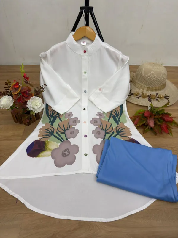 White_&_Sky_Stylish_Floral_Printed_Poly_Rayon_Co-Ord_Set_For_Women
