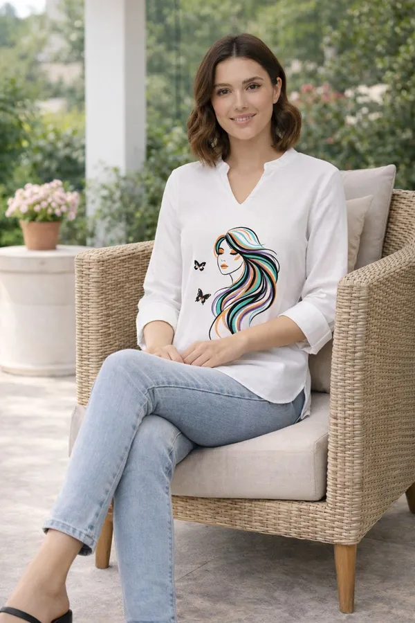 Abstract_Girl_Art_Printed_White_Tunic_Top