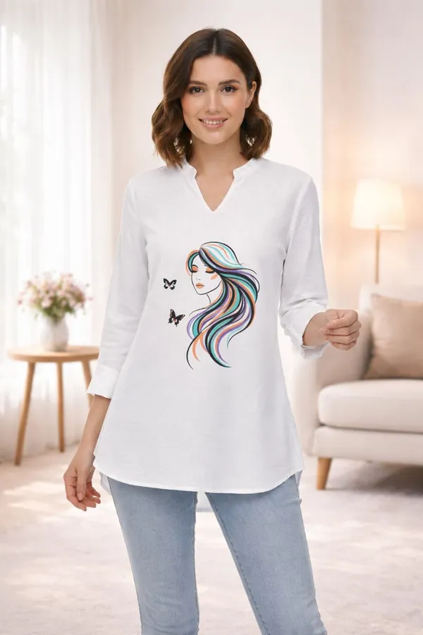 Abstract_Girl_Art_Printed_White_Tunic_Top