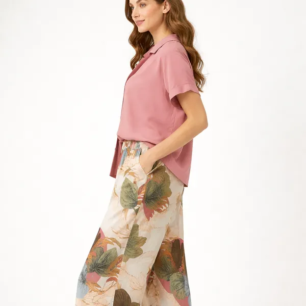 Light_Pink_Paisley_Printed_Short_Sleeves_Shirt_&_Wide-Leg_Pant_Rayon_Co-Ord_Set_For_Women