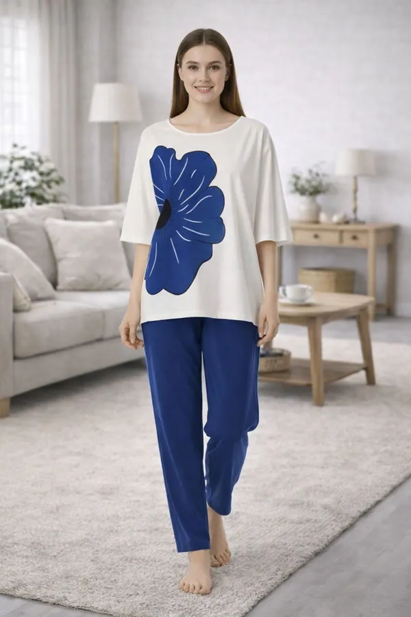 Blue_&_White_Cotton_Printed_Straight_Kurta_With_Pant_Set_Lycra_Co-Ord_Set_For_Women