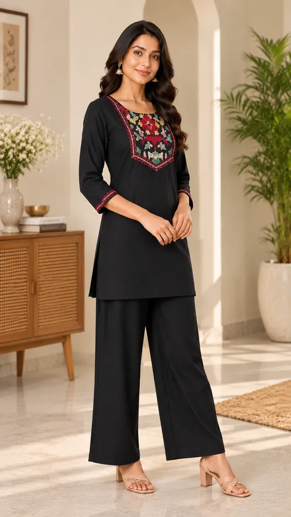 Women_Floral_Embroidered_Straight_Kurta_&_Wide-Leg_Pants_Set