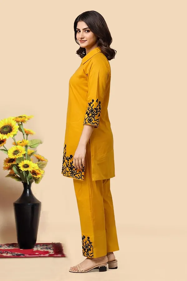 Women’s_Mustard_Yellow_Embroidered_Kurti_Pant_Set