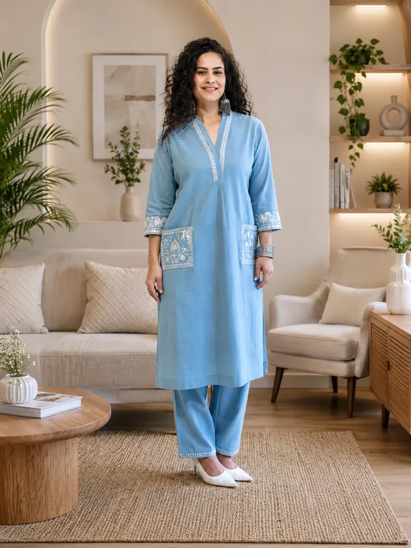 Women's__Skay_Embroidered_Kurta_Palazzo_Set