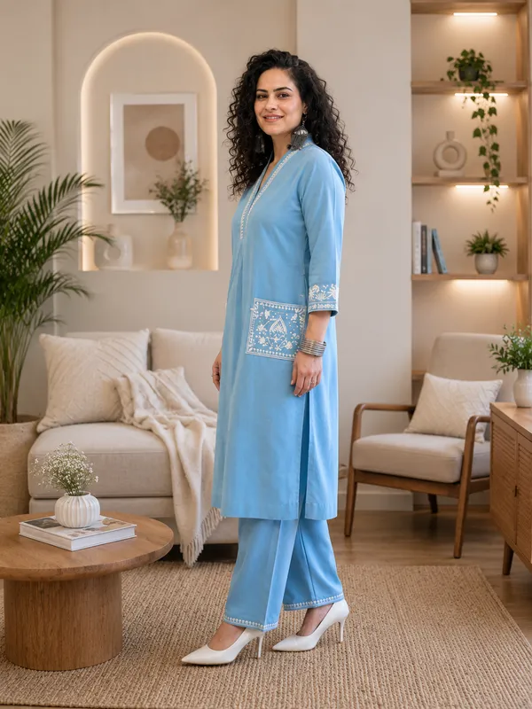 Women's__Skay_Embroidered_Kurta_Palazzo_Set