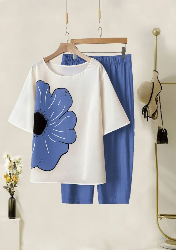 Skay_&_White_Cotton_Printed_Straight_Kurta_With_Pant_Set_Lycra_Co-Ord_Set_For_Women