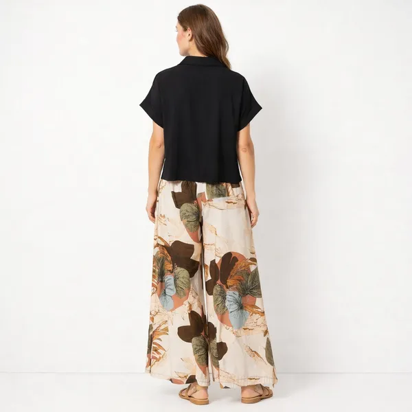 Black_Paisley_Printed_Short_Sleeves_Shirt_&_Wide-Leg_Pant_Rayon_Co-Ord_Set_For_Women