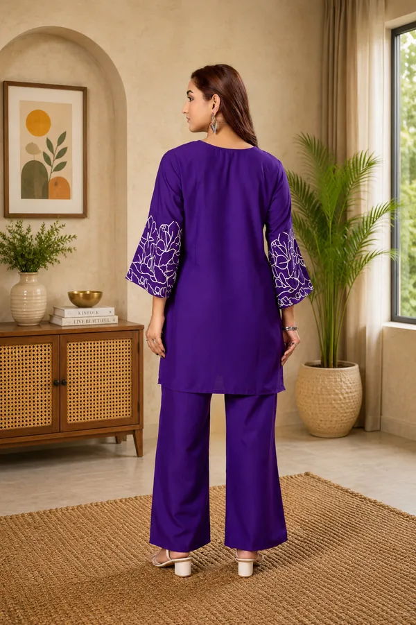Women_Floral_Embrodery_Print_Purple_Kurta_Palazzo_Co-Ord_Set_|_Stylish_Ethnic_Lounge_Wear_Outfit