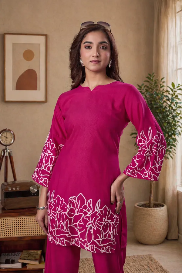 Women_Floral_Embrodery_Print_Pink_Kurta_Palazzo_Co-Ord_Set_|_Stylish_Ethnic_Lounge_Wear_Outfit