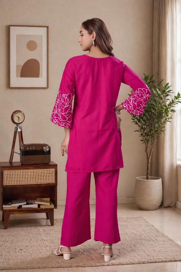 Women_Floral_Embrodery_Print_Pink_Kurta_Palazzo_Co-Ord_Set_|_Stylish_Ethnic_Lounge_Wear_Outfit