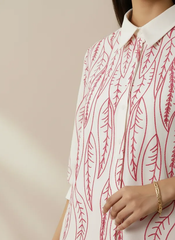 White_&_Pink_Stylish_Printed_Poly_Rayon_Co-Ord_Set_For_Women
