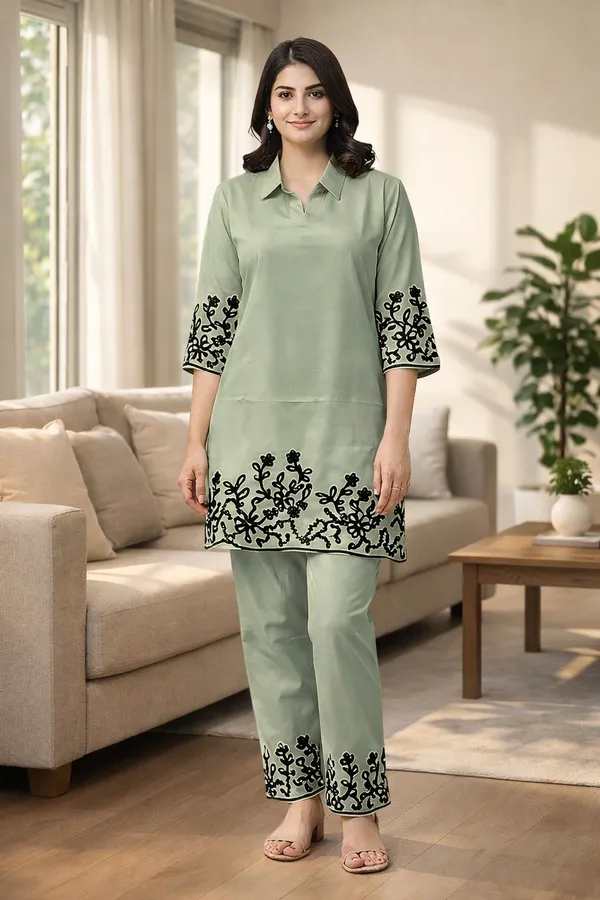 Aadyapi_Elegant_Green_Floral_Embroidered_Kurta_Set
