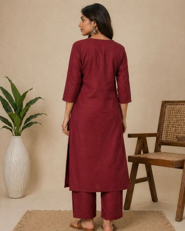 Women's_Maroon_Printed_Straight_Kurta_with_Pant_Set