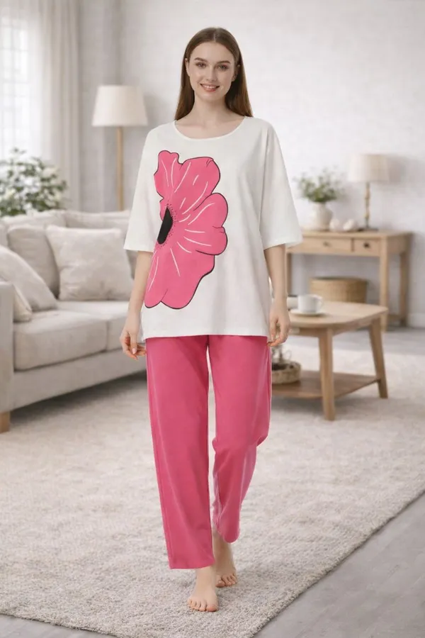 Gajri_&_White_Cotton_Printed_Straight_Kurta_With_Pant_Set_Lycra_Co-Ord_Set_For_Women