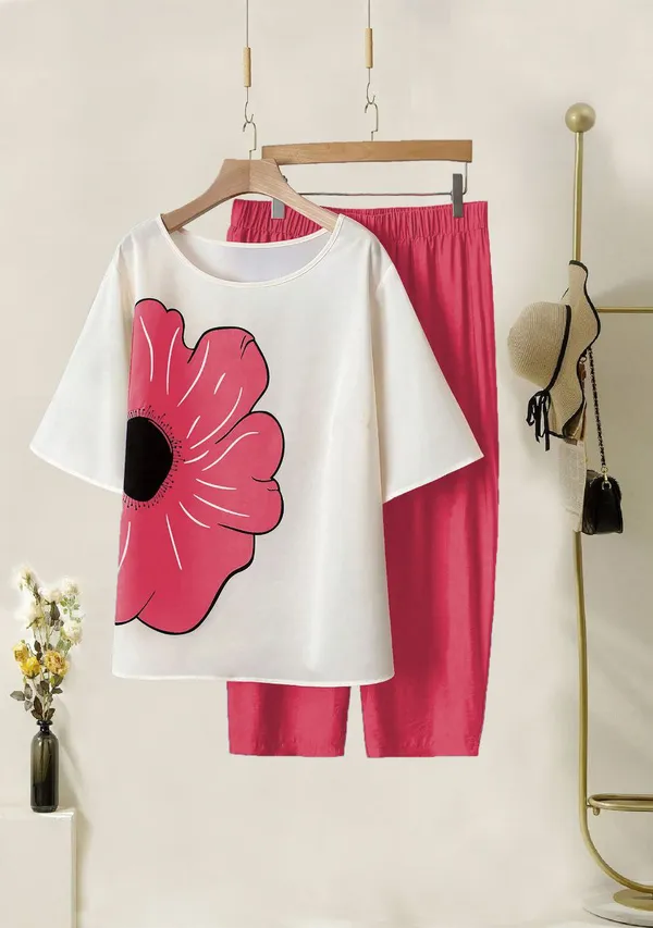 Gajri_&_White_Cotton_Printed_Straight_Kurta_With_Pant_Set_Lycra_Co-Ord_Set_For_Women
