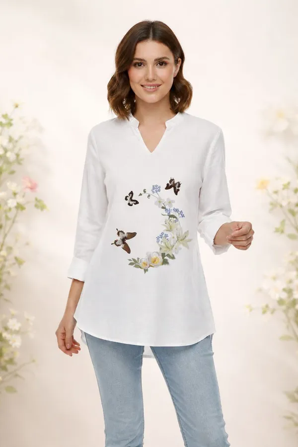 Floral_Butterfly_Printed_White_Tunic_Top