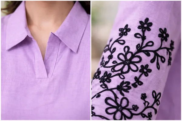 Aadyapi_Women�s_Lavender_Embroidered_Kurta_Pant_Set