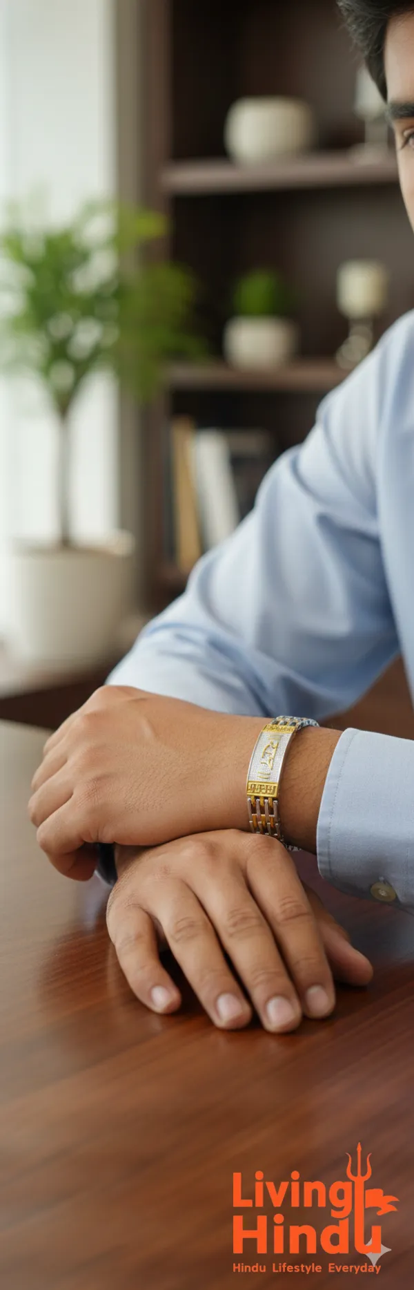 Gold_Plated_Duo-Tone_Ram_Bracelet_|_Devotional_Strength_&_Mental_Peace
