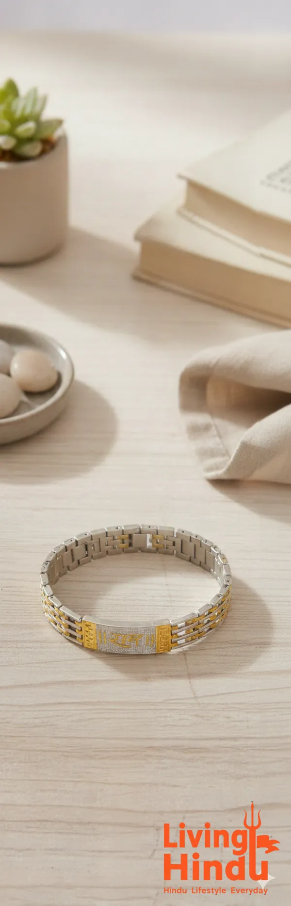 Gold_Plated_Duo-Tone_Ram_Bracelet_|_Devotional_Strength_&_Mental_Peace