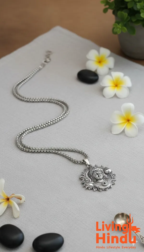 Silver_Plated_Lord_Kartikeya_Face_Pendant_|_Invokes_Divine_Strength_&_Focus