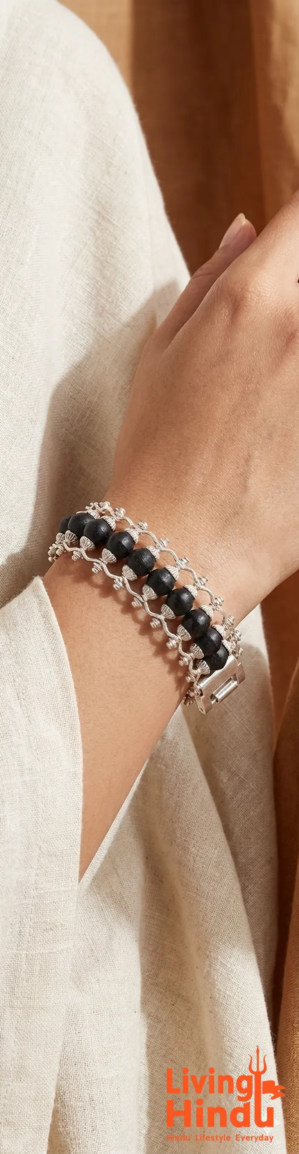 Silver_Plated_Karungali_Double_Link_Bracelet_|_Grounding_Energy,_Protection_&_Balance