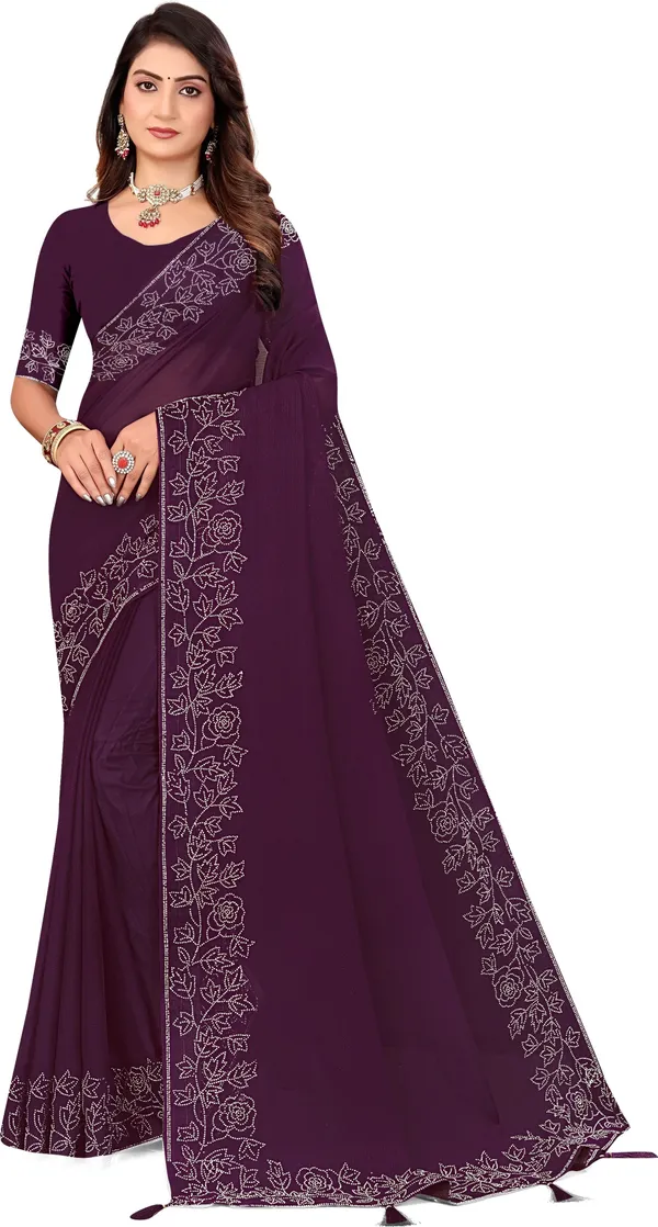 Genral_Self_Design_Bollywood_Georgette_Saree_(Magenta)