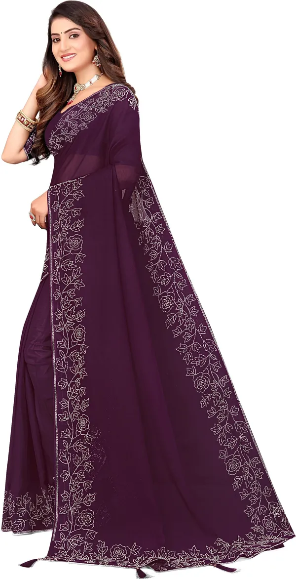 Genral_Self_Design_Bollywood_Georgette_Saree_(Magenta)
