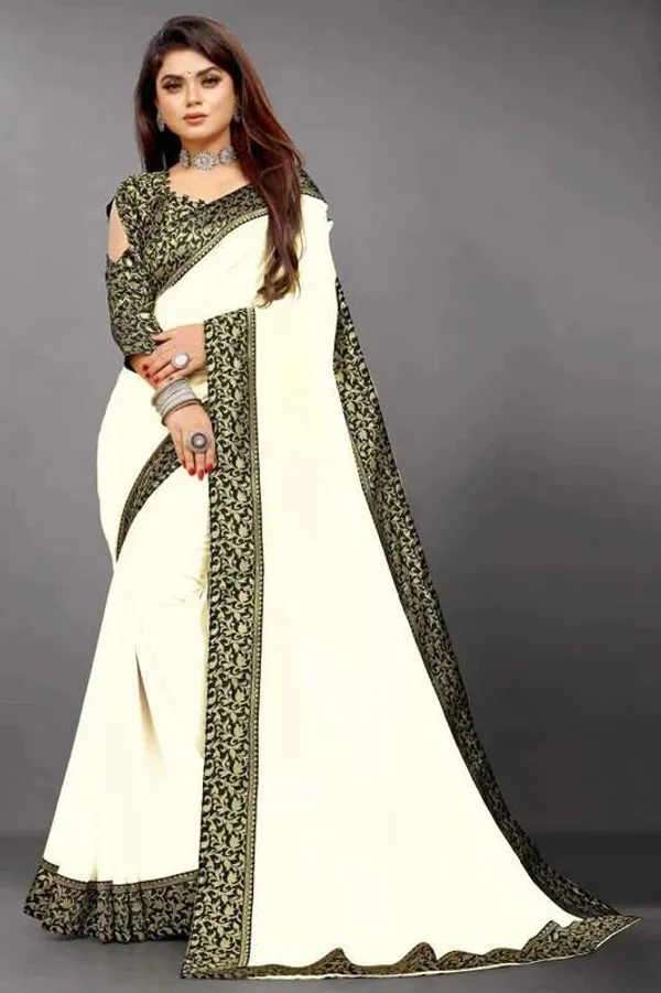 Shree_Shubh_Creation_Solid/Plain_Daily_Wear_Georgette_Saree_(Black,_White)
