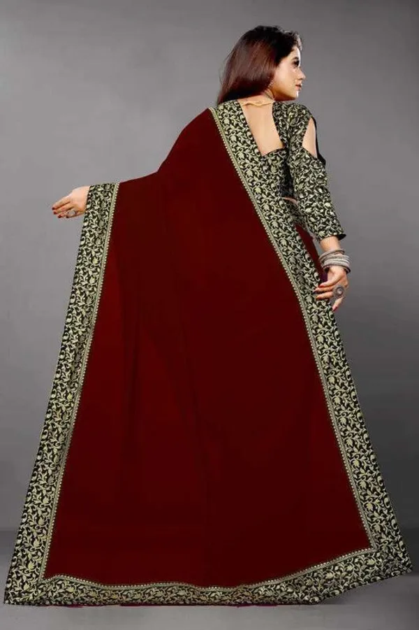 Shree_Shubh_Creation_Solid/Plain_Daily_Wear_Georgette_Saree_(Maroon)