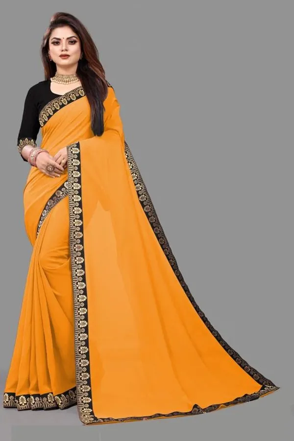 Shree_Shubh_Creation_Solid/Plain_Bollywood_Georgette_Saree_(Mustard)