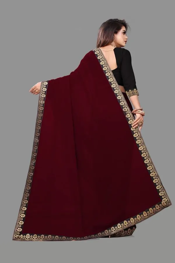 Shree_Shubh_Creation_Solid/Plain_Bollywood_Georgette_Saree_(Maroon)
