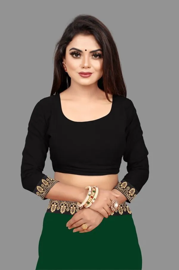 Shree_Shubh_Creation_Solid/Plain_Bollywood_Georgette_Saree_(Dark_Green)