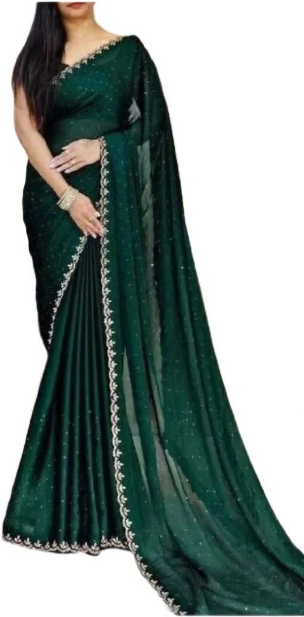 Shree_Shubh_Creation_Solid/Plain_Bollywood_Art_Silk_Saree_(Dark_Green)