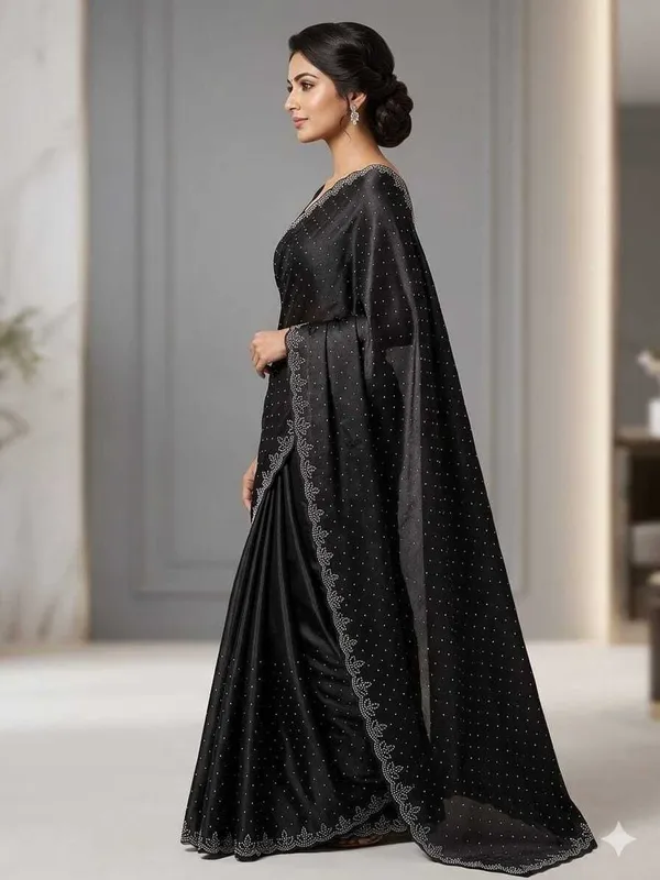 Shree_Shubh_Creation_Self_Design,_Embellished_Daily_Wear_Georgette_Saree_(Black)