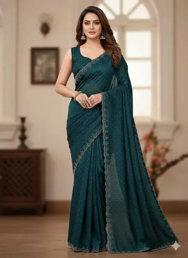 Shree_Shubh_Creation_Self_Design,_Embroidered_Bollywood_Pure_Silk_Saree_(Blue)