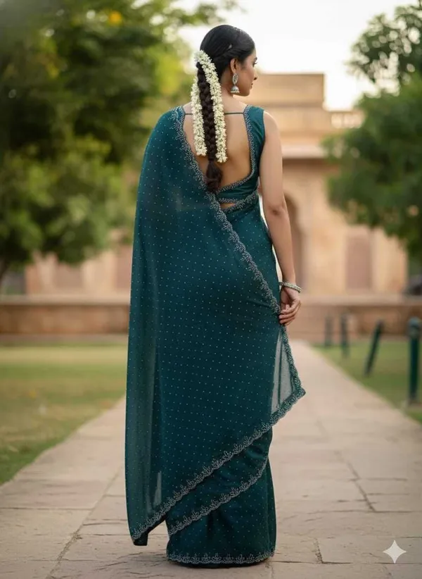 Shree_Shubh_Creation_Self_Design,_Embroidered_Bollywood_Pure_Silk_Saree_(Blue)
