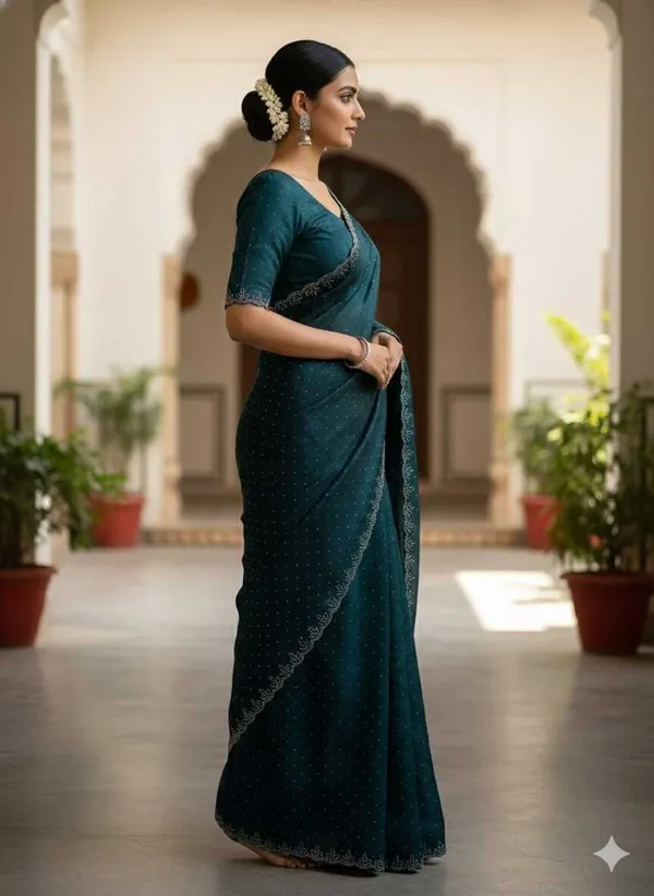 Shree_Shubh_Creation_Self_Design,_Embroidered_Bollywood_Pure_Silk_Saree_(Blue)