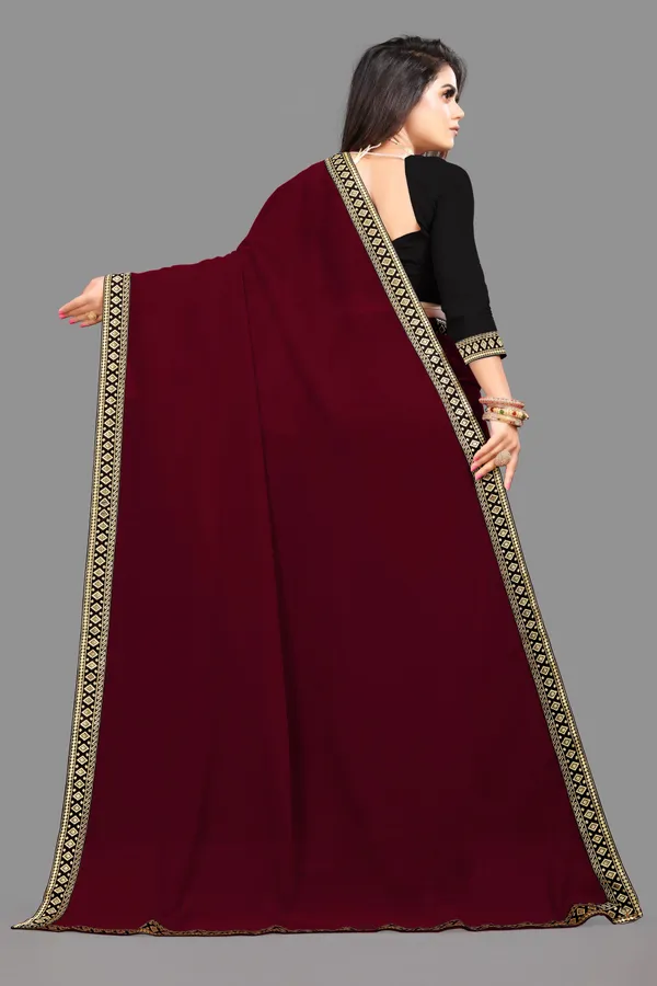 Shree_Shubh_Creation_Solid/Plain,_Woven_Daily_Wear_Georgette_Saree_(Maroon)