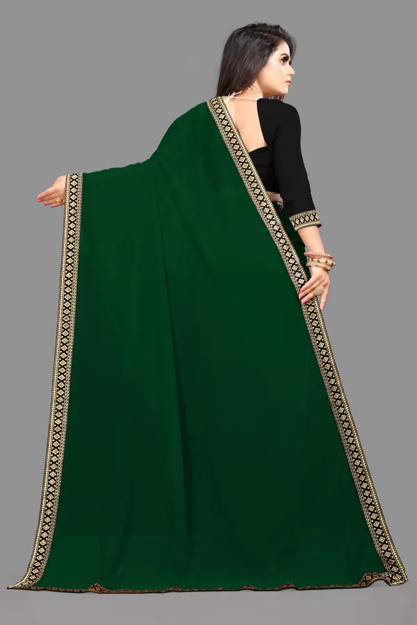 Shree_Shubh_Creation_Embellished,_Solid/Plain,_Dyed_Daily_Wear_Georgette_Saree_(Dark_Green)