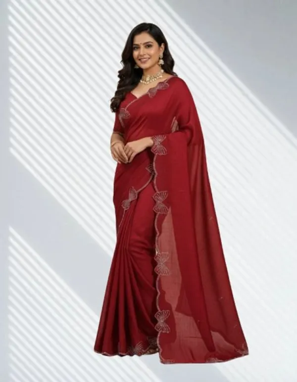 Shree_Shubh_Creation_Self_Design,_Woven_Daily_Wear_Georgette_Saree_(Maroon)