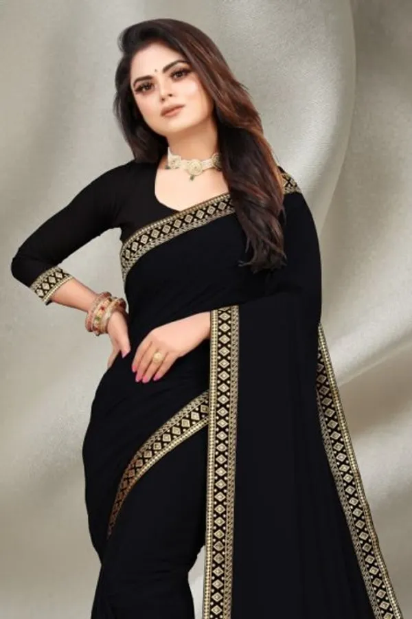 Shree_Shubh_Creation_Solid/Plain,_Woven_Daily_Wear_Georgette_Saree_(Black)